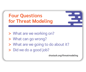 Threat Modeling Wallet cards  by Adam Shostack (pack of 10)